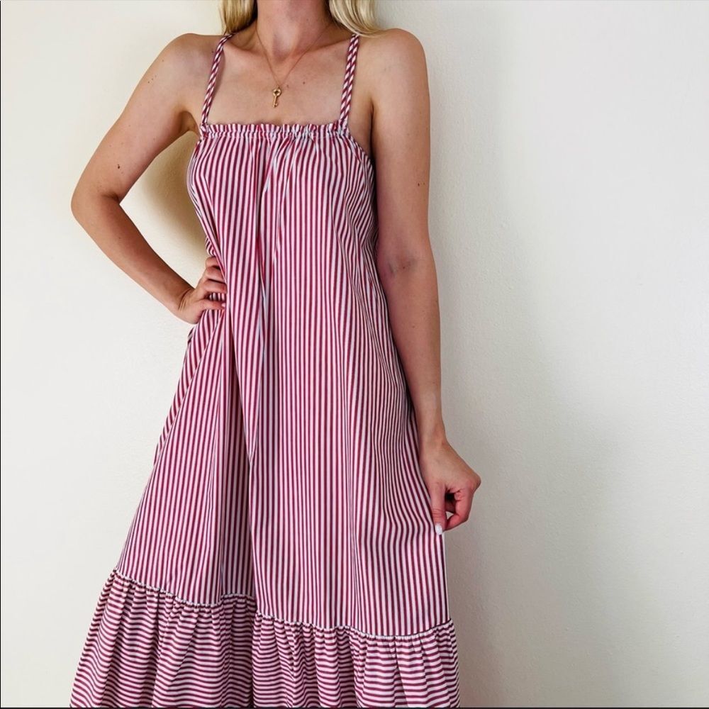 Zara Striped Criss Back Poplin Cotton Dress - Picture 4 of 8